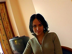 POV video of natural tits girlfriend Jacky sucking a stiff dick