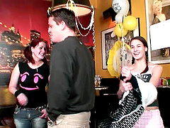 Group sex with small tits slut Renate E and her busty friends