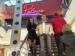 Quickie fucking in a parking garage with cum in mouth for Paula