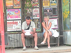 Outdoor fucking in the woods with blonde slut Cristina and her man