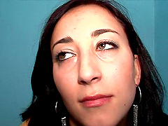 Daniela is on the toiled sucking a dick out of a glory-hole