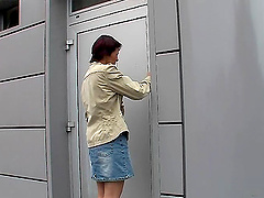 Amateur redhead Sona rides a dick thru a gloryhole and moans