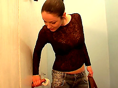 Gloryhole fun with a long white dick and horny model Martina