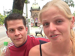 Balls deep pussy fucking in the public place with natural tits Jana