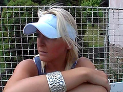 POV video of blonde Sylvie sucking a stiff dick from a stranger