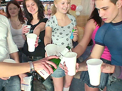 Group sex during a large party with a lot of horny boys and girls
