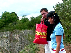 Brunette honey Tera Joy enjoys receiving a boner in the nature