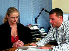 Three horny guys destroy holes of irresistible secretary Irena