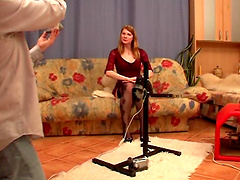 Eva wearing black stockings and having her pussy penetrated