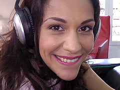 Super cute blouse and sexy miniskirt on a hardcore hottie