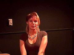 Blonde wife Deborah G drances around the pole and gives a BJ