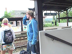 Blonde slut Mischa C blindfolded and fucked by a large manhood