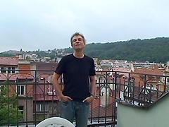 Outdoor threesome on the roof with small tits blonde Tereza D