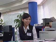 Even in the office this Japanese girl can't resist a hard rod