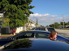 In a pov shoot outdoors this small tit lass is riding a big cock