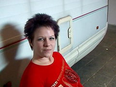 POV video of short hair mature Sarah L sucking a cock of her man