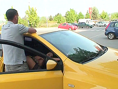 Skinny Brunette Vanessa H sucks a dick and rides in the forest