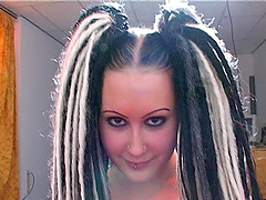 Emo girlfriend Stephanie on her knees sucking a dick in POV