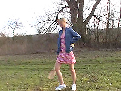 Outdoor pussy poking in the local woods with cum in mouth for Katerina