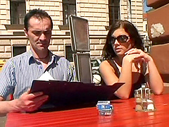 Amateur brunette loves to be fucked in outdoors and gets cum in mouth