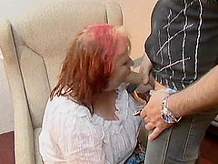 Chubby redhead with loads of experience takes the dick deep into pussy