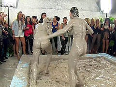 Mud pit catfight with glamour pornstars Sheila Cooper & Lili Bluberry