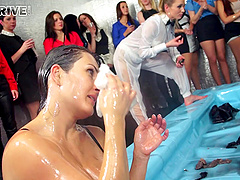 Nasty catfight in an oil pit with Tatiana Milovani and a blonde