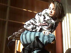 Slender brunette cutie in sexy panties loves to tease