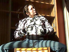 Slender brunette cutie in sexy panties loves to tease