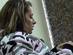 Slender brunette cutie in sexy panties loves to tease