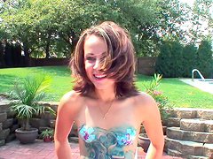 Brittany strips down to just her panties plays with body paint