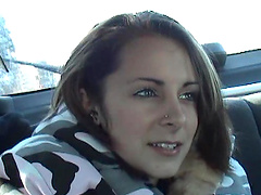 Drive in the car with a beautiful girl as she chats