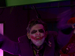 Gorgeous blonde gets cum on her big tits after getting boned in a kinky roleplaying threesome