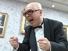 Mature Japanese pornstar milking delivers a hot handjob in a bondage fetish shoot