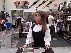She lets a pawn shop manager fuck her for extra cash