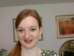 Vintage dress and lingerie on a dick sucking redheaded girl