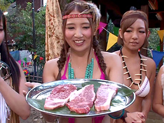 Ayaka Tomoda and other girls get their cunts banged at the party