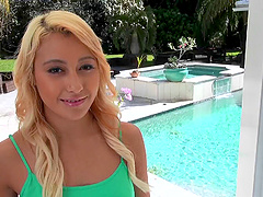 Pretty-faced brunette is eager to be fucked and tastes hot cum from a stiff cock