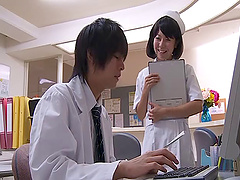 Natural body nurse Misaki Honda drops her panties for hot sex