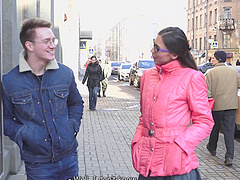 Meeting a nerdy brunette babe and plowing her wet muff