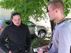 Cuck watches his redheaded girlfriend fuck another man