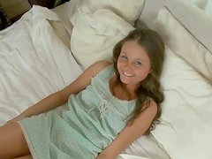 Sweet girl masturbates with her new rubber toy