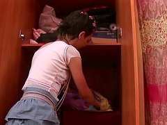 She rides her big new fuck toy until she cums