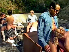 Fantastic outdoor orgy with cock-hungry sluts like Sharon Woods