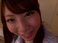 Japanese cuteness Maho Ichikawa is on her knees pleasing a cock