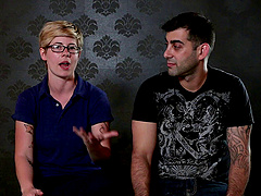 Amateur couple talks to us in the backstage about their first porno