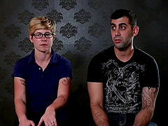 Amateur couple talks to us in the backstage about their first porno