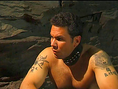 Brunette with a pierced pussy avails it to a horny stud in the cells