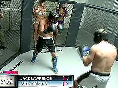 After a cage fight ebony hottie Aryana Starr fucks the winner