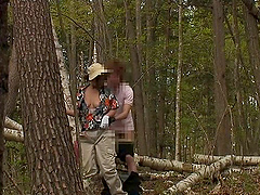 Cheating Japanese wife meets up with her lover in the local forest